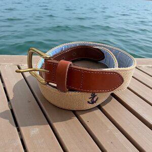 VINEYARD VINES Men's Navy Blue Anchor Print Belt Size 30